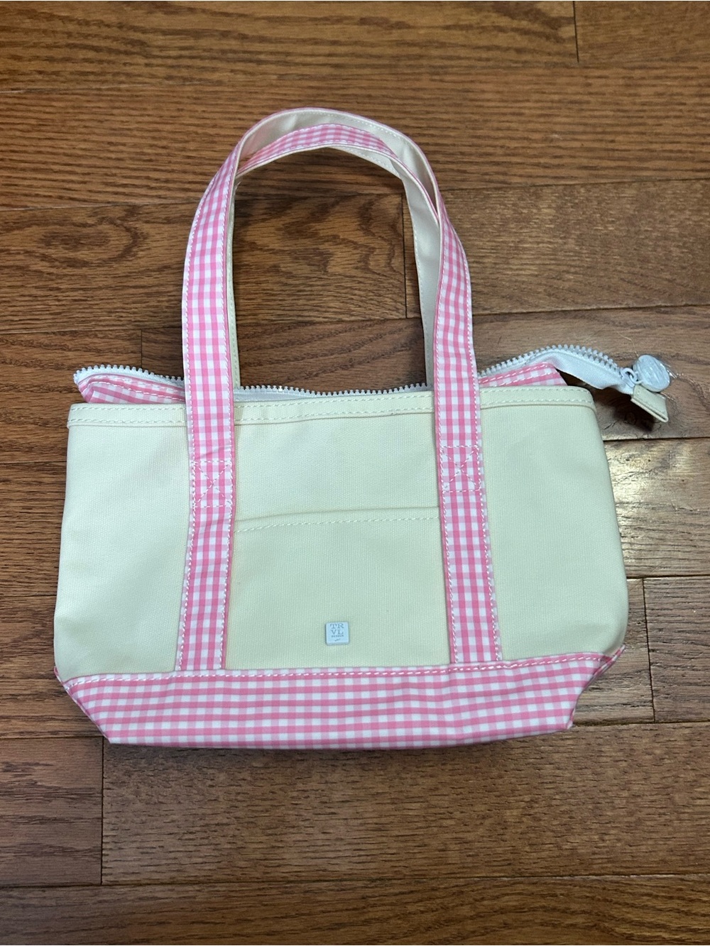 Cream and Pink Gingham Tote Bag - Women's Handbag